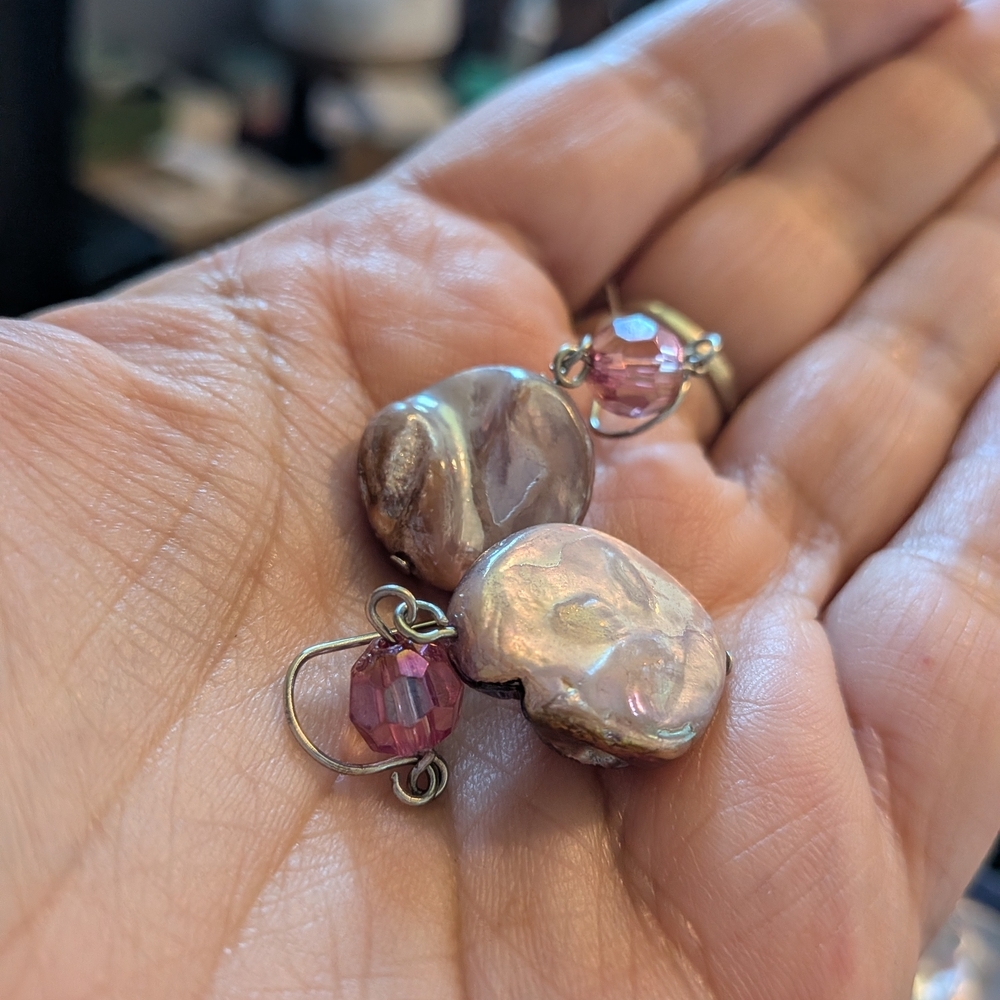 Chic Pink and Silver Women's Earrings